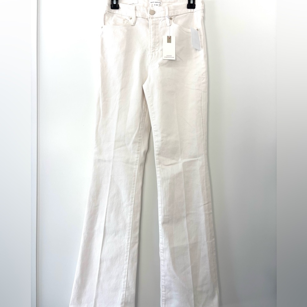 NWT Good American Cream Flare Jeans